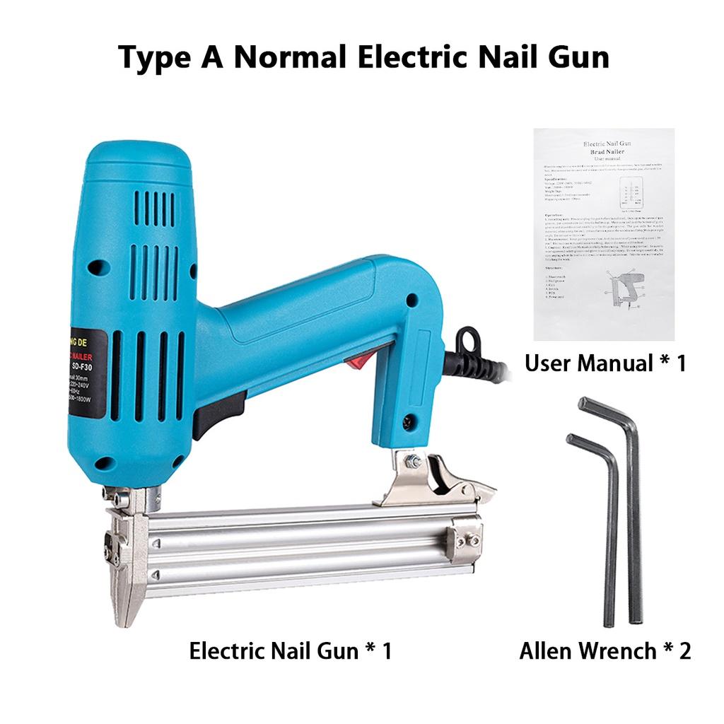 2400W Dual Use Electric Nail Gun Framing Tacker & Stapler Furniture F30 Staple Gun Adjustment Strength 220V Woodworking Tool