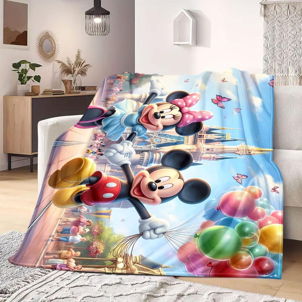 Mickey Print Flannel Blanket Cartoon Home Decor for Sofas Beds Bedrooms Chairs Travel Picnics Unique Gift for All Seasons