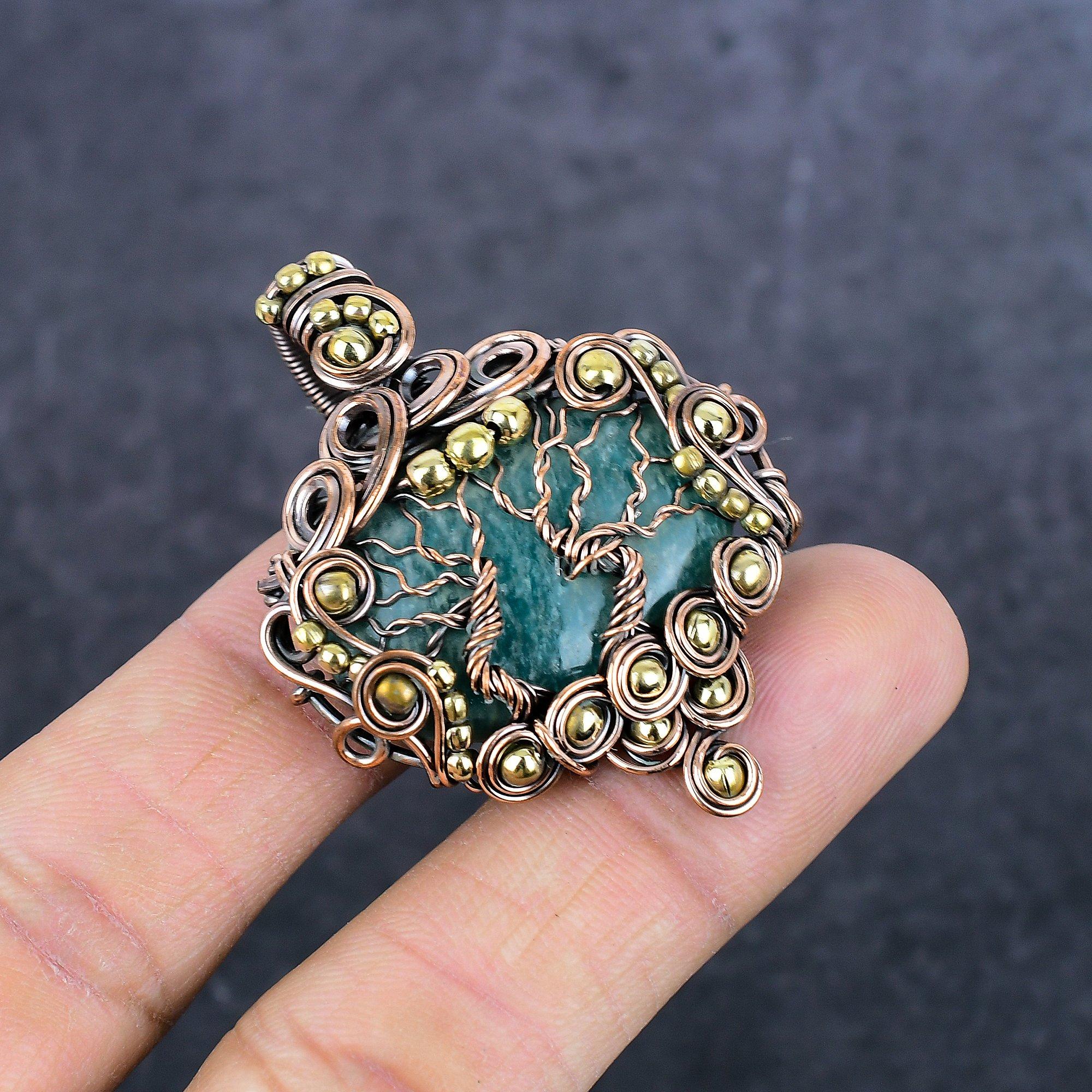 

Amazonite Handmade Copper Wire Wrap Jewelry Pendant 2.05 v4g57