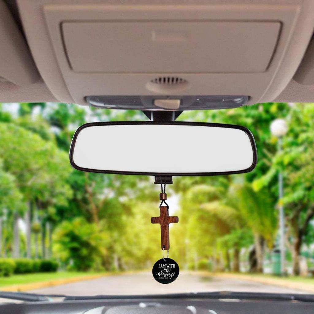 Faith Car Pendant Crosses Wooden Blessing Hanging Decoration For Rearview Mirror Simple Installation