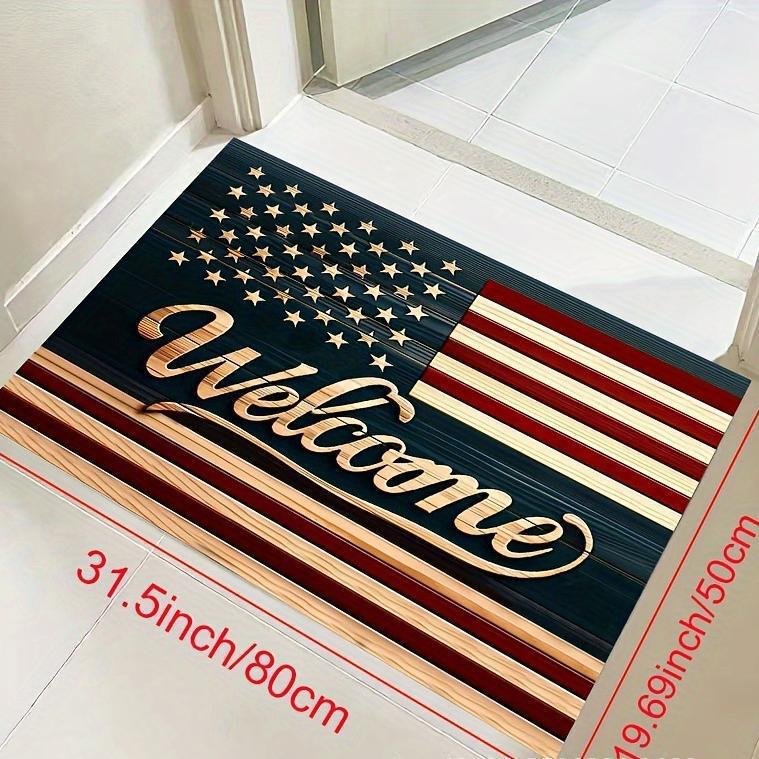 Rutschfeste, schmutzabweisende Willkommensmatte aus Kieselgur mit amerikanischem Buchstabenmuster