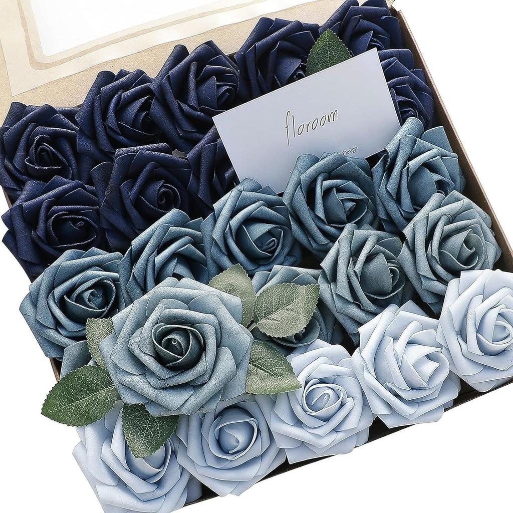 Pu European Gift Box With 8Cm Simulated Foam Roses And 50 Leaves In A Box, Home Floral Decoration