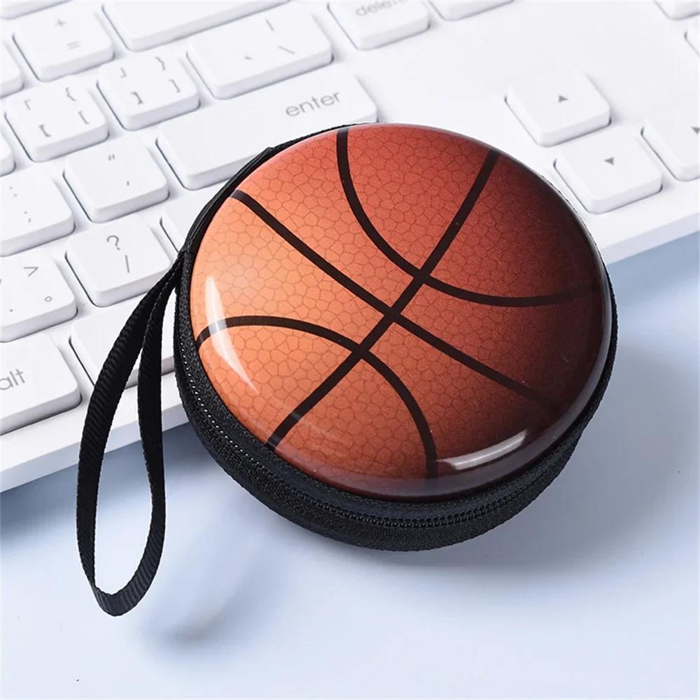 Small Ball Purses With Wristband Football Basketball Dinosaurs Printed Zipper Pouch For Coin Card Key Storage Earphone Box