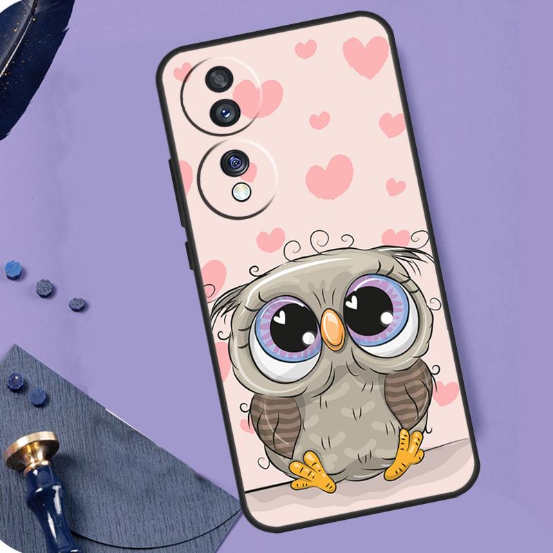 Cute Cartoon Owl Case For Honor X8b X9b X9a X8a X7a X6a X7 X8 X9 Cover For Honor Magic 6 5 Pro 50 70 90 Lite