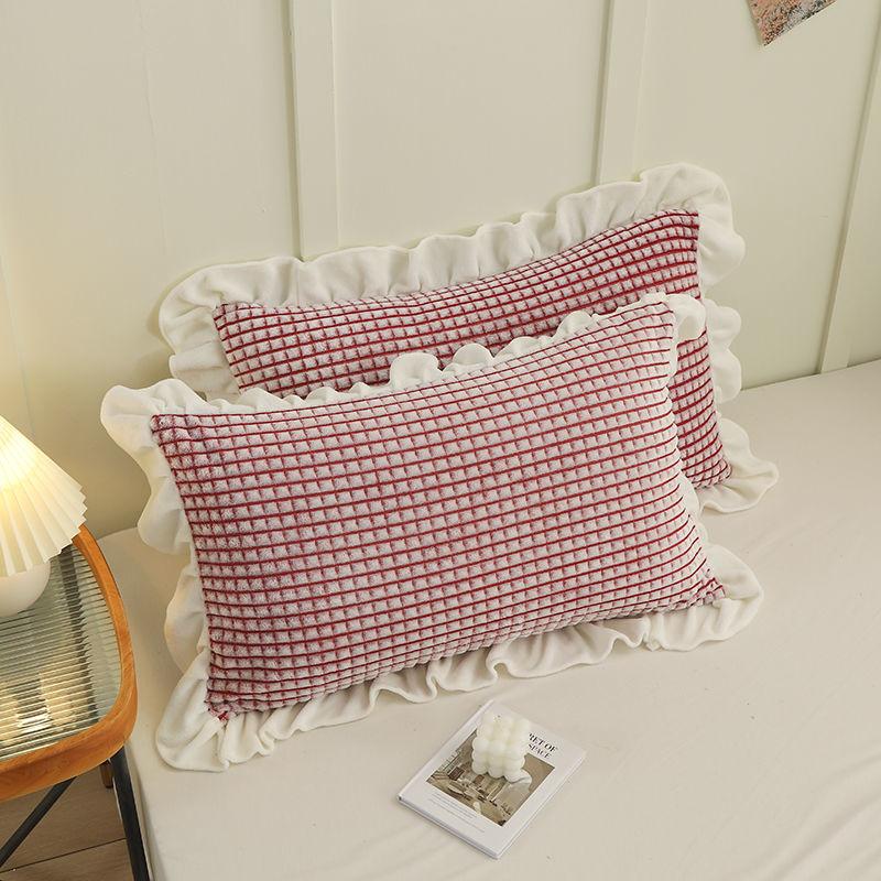 

Наволочка в клетку, бархат, милые, удобные, с оборками, зимний дизайн спальни, 7 цветов, простой, Ulzzang, 1 шт., для отдыха, базовый, одинарный, шикарный 480*740mm