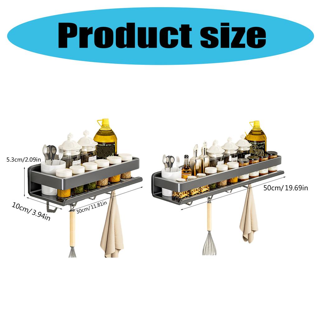 Space Saving Designs Vertical Mount Kitchen Rack Sturdy Carbon Steel Construction Holds Utensils Spices Towels