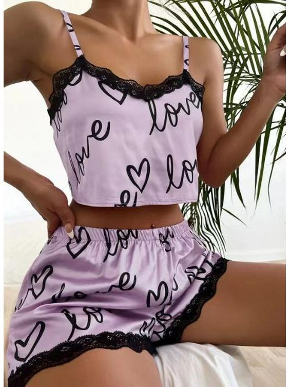 

2023 Spring/Summer Printed Homewear Camisole & Shorts Set S