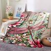 1pc Dragonfly, Flowers Flannel Blanket Soft Cozy All-Season Throw for Bedroom, Sofa, Camping, Travel, Home Decor1098