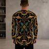 Men s Plus Size Round Neck Long Sleeve Printed T Shirt White Green Pullover Straight Hem