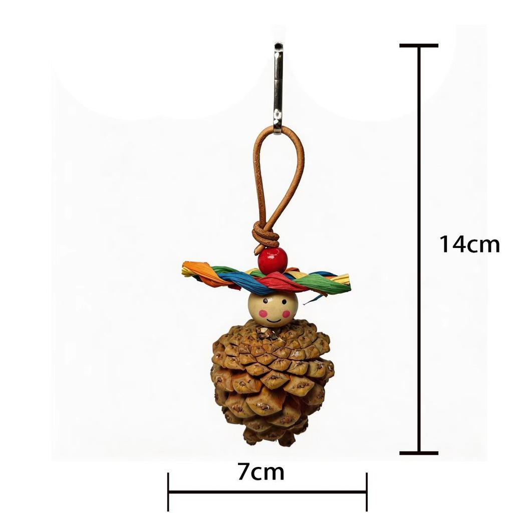 Parrot Natural Pinecone Chew Toy Bird Beak Grinding & Boredom Relief Pine Ornament Bird Cage Decoration Pet Supplies