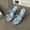 Fashion Summer Women Slippers Open Toe Butterfly-knot High Heel Slides Ladies Outdoor Stripper Party Sandalias