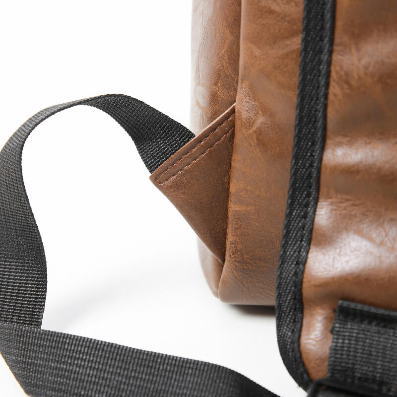 Solid Color PU Backpack Men's Large Capacity Backpack Student Sports Travel Computer Bag