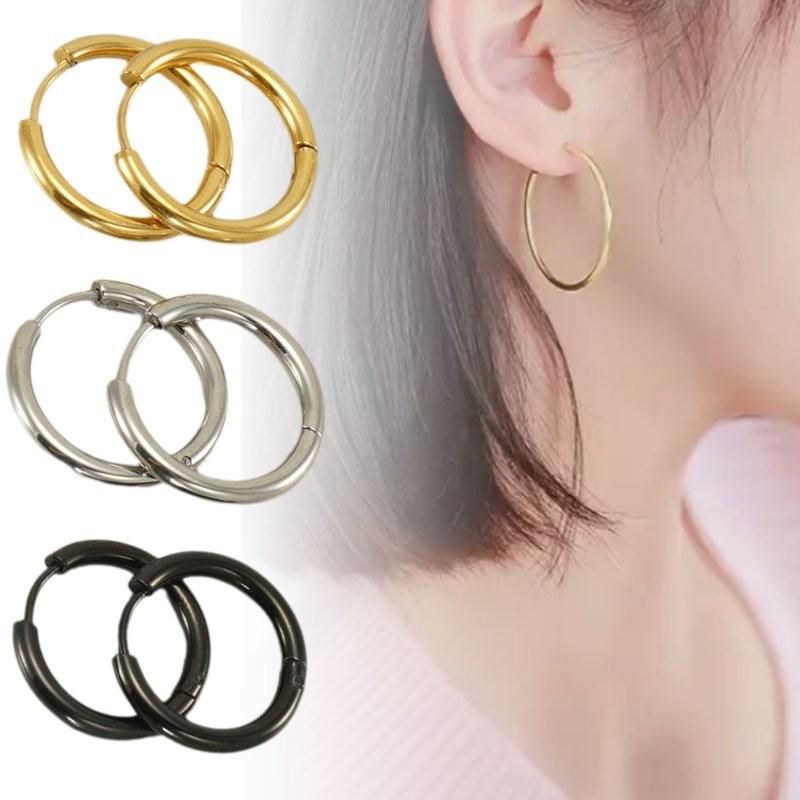 Schicke runde Ohrringe aus Edelstahl für Damen und Herren mit robustem Design