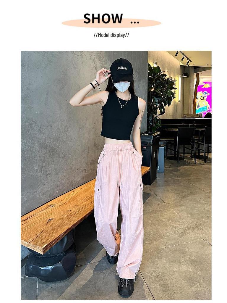 Petite Women's Quick-Dry Parachute Cargo Pants - Loose, Straight-Leg, Spring/Autumn Hiking Casuals