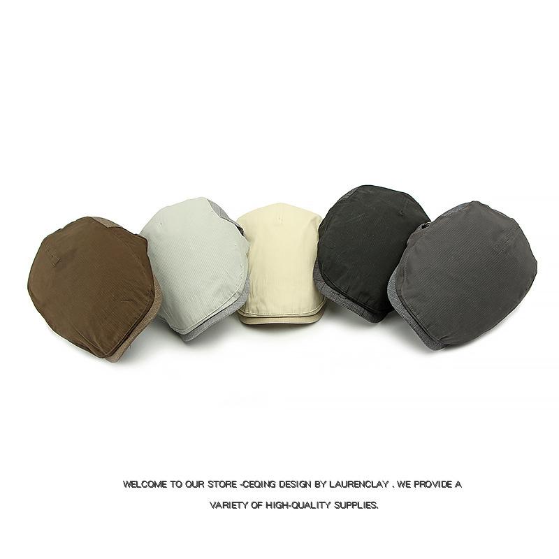 Spring Thin Breathable Cap Men's British Peaked Cap Retro Beret Stitching Forward Cap