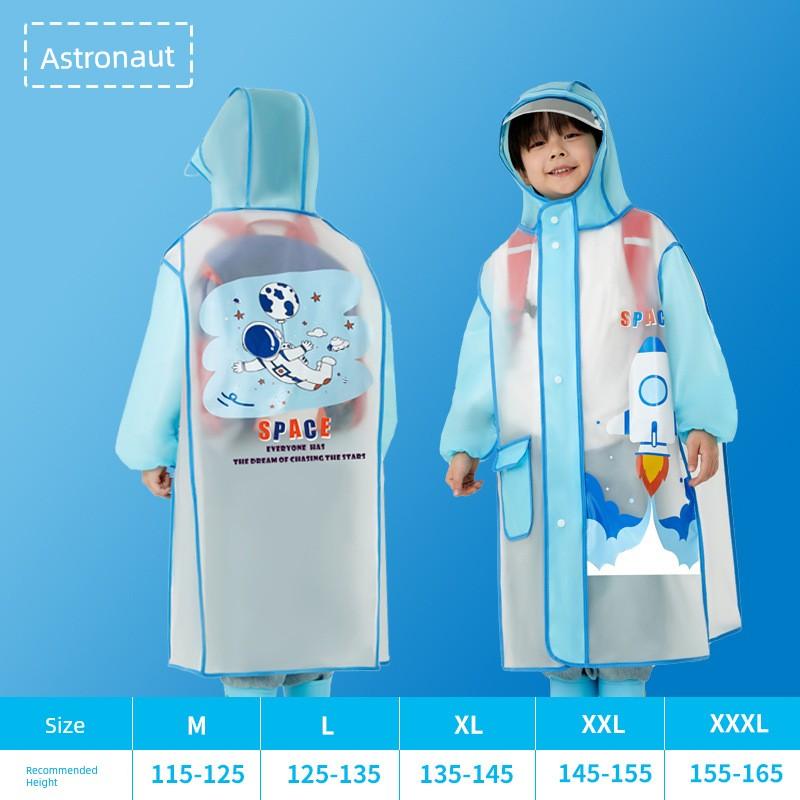 New Model Children's Raincoat for Boys and Girls with Backpack Space, Double Placket, Large Brim, Rainproof, Outdoor, for Students Going to School