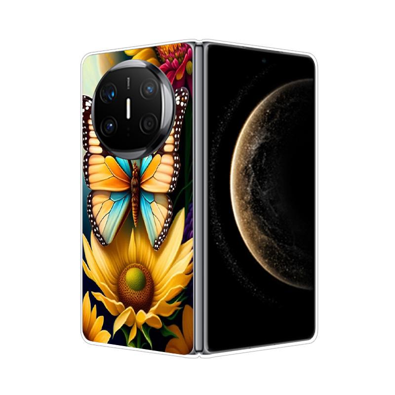 Clear Hard PC Phone Case For Honor Magic V3 Vs3 V2 VS2 Folding Transparent Flower Pattern Cover For Huawei Mate X6 X5 X3 X2 Capa
