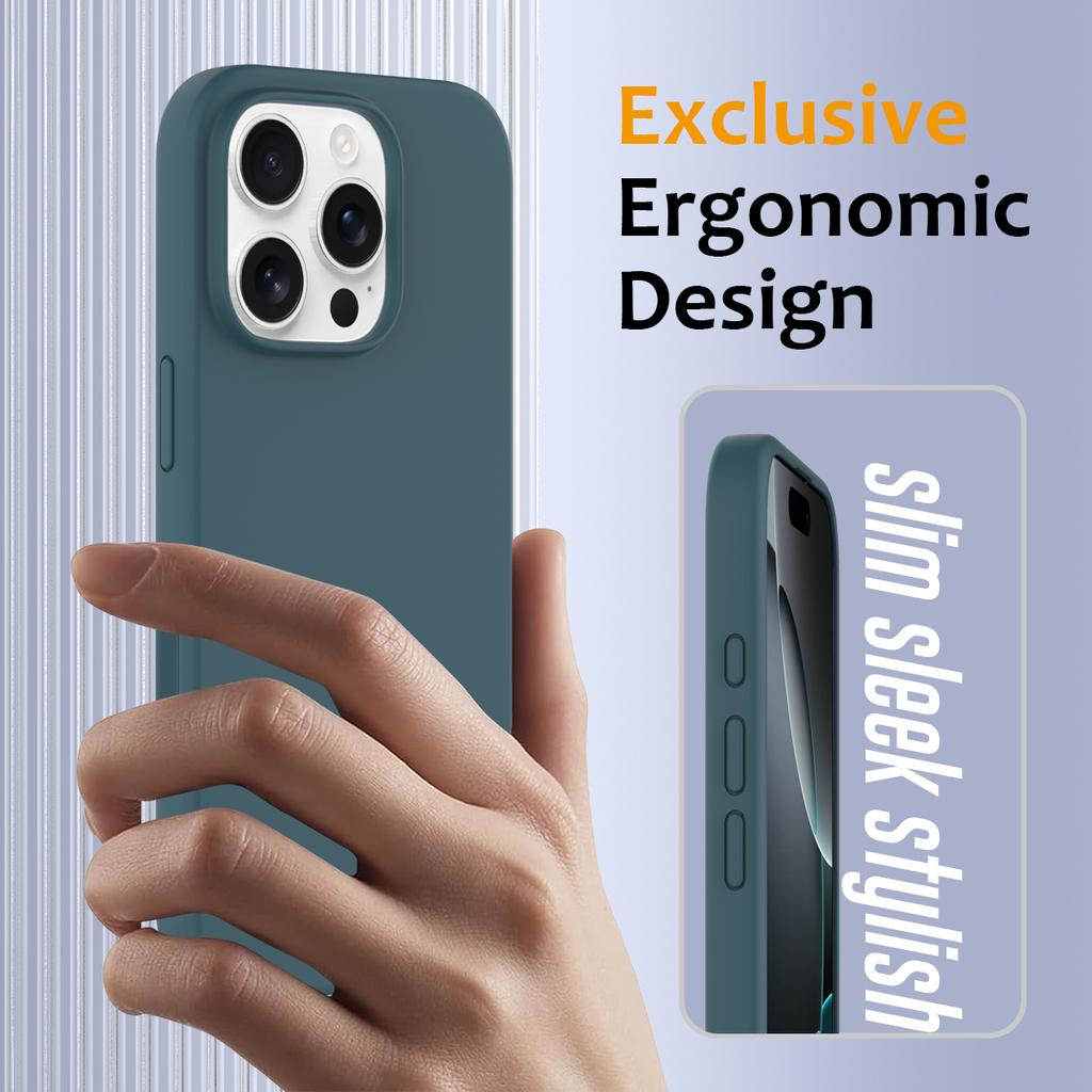 For iPhone 16 Pro Case Compatible with MagSafe Liquid Silicone Phone Cover with Camera Touch Control Button