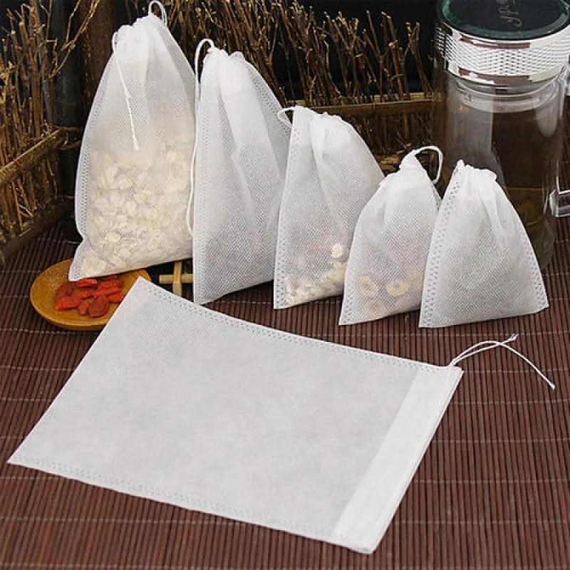 Non-woven Disposable Teabags Empty Filter Bag for Coffee Spice Tea Filters with Drawstring Tea Bags Kitchen Teaware Wholesale