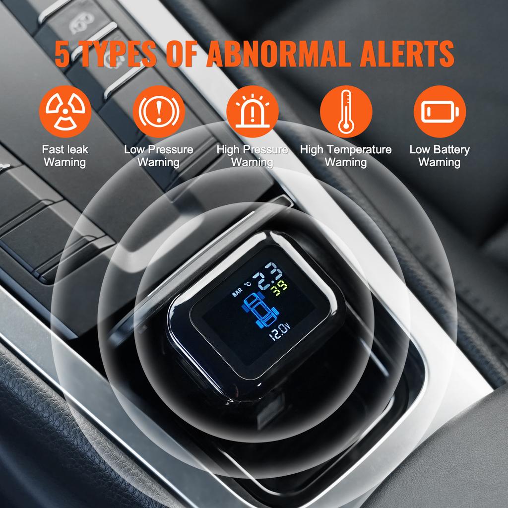 SucceBuy RV Tire Pressure Monitoring System, Universal Wireless Car Alarm System, Waterproof TPMS Sensors Set with 5 Alarm Modes