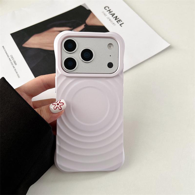iPhone 17 Pro Max Wave Pattern Magnetic Case with Large Window Hole - Soft Protective Cover iPhone 17 Pro