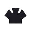 Nike Športové základné kúsky Jednofarebný crop top s logom a krátkym rukávom Dámske topy Čierna DV7963-010