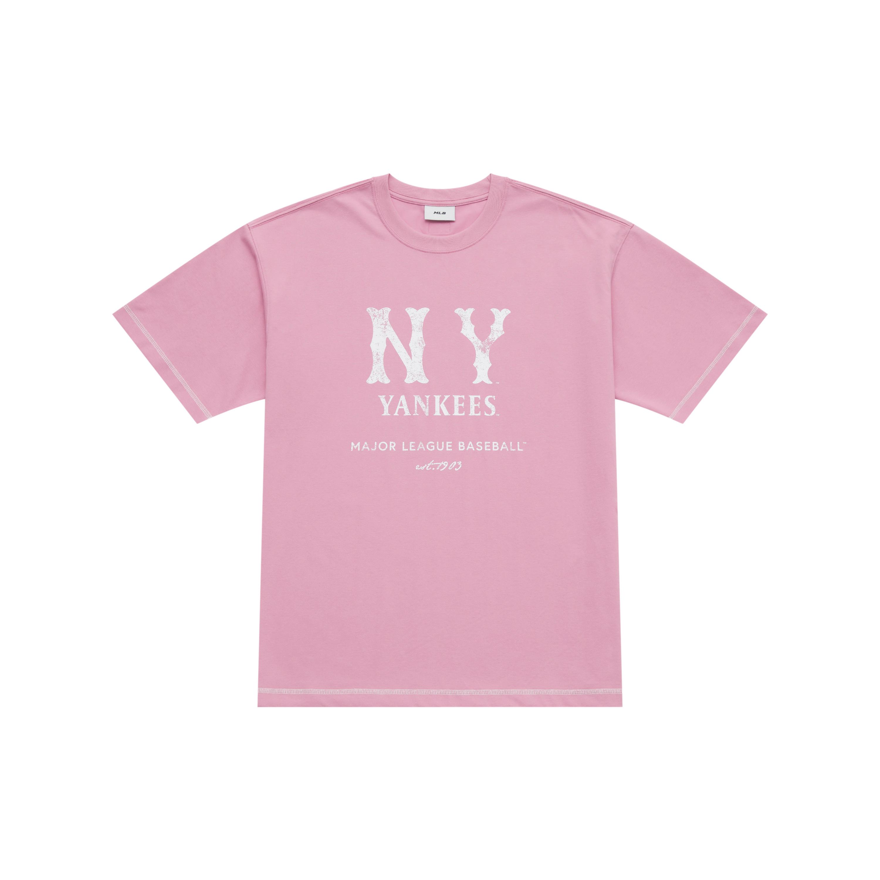 MLB New York Yankees Basic Collection SS25 T Shirt Unisex Pink 3ATSB1153-50PKP XL