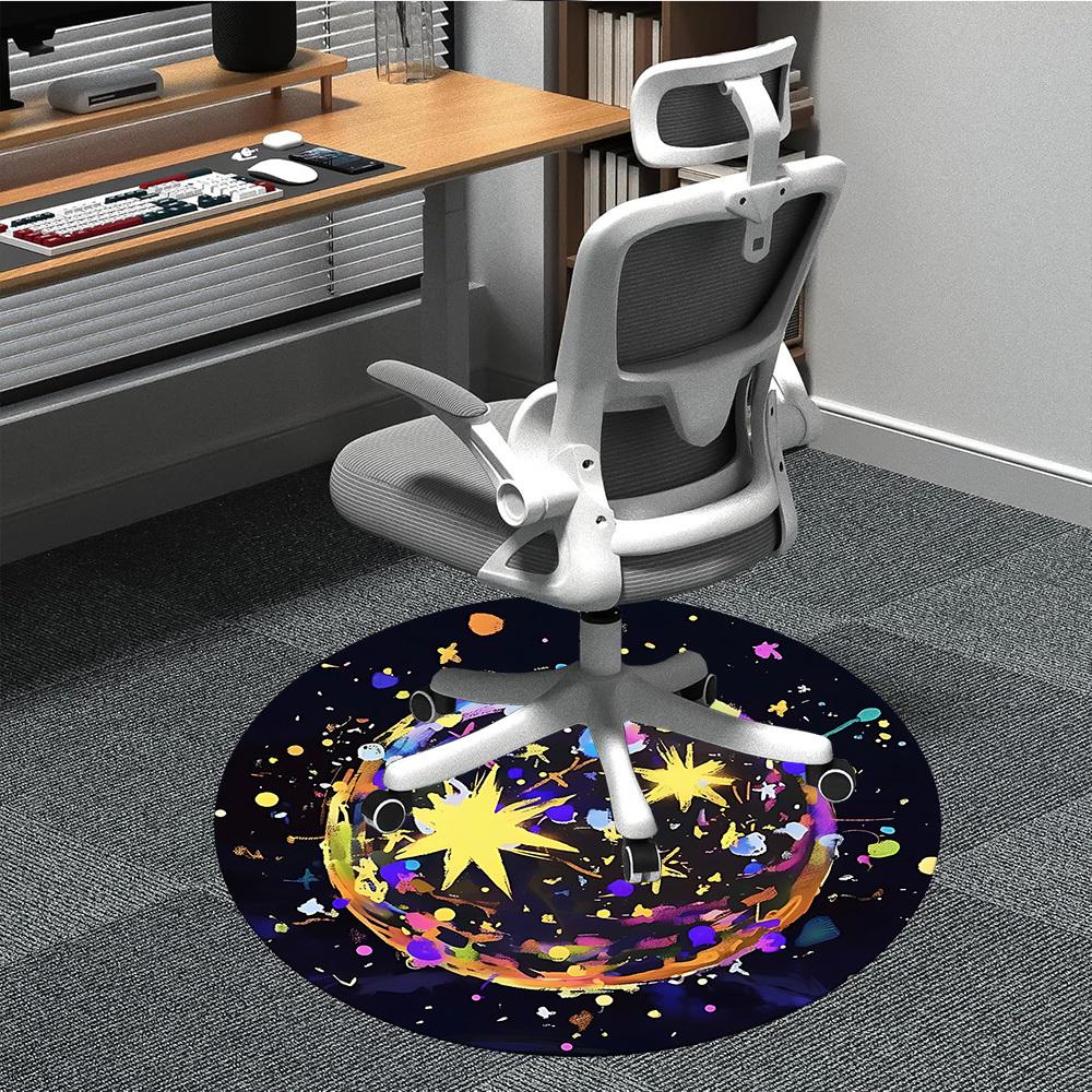 1PC Cosmic Painting Office Round Rug, Non slip, Soft and Durable Office Rug for Interior Decoration, Perfect for Office