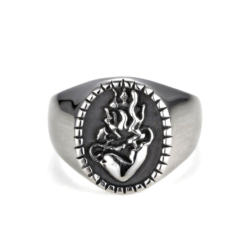 Vintage Punk Gothic Heart Ring Stainless Steel Jewelry for Women Men Unisex Fashion Accessory