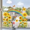 Ct6106 Sunflower Rainbow Butterfly Window Sticker Home Window Glass Double Sided Printing Visual Sticker Wall Sticker