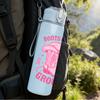 1PC Boots On The Ground Pink Ribbon 750ml Color Plastic Sports Water Bottle Leakproof Flip Straw Lid Suitable for Sports Office Home Use