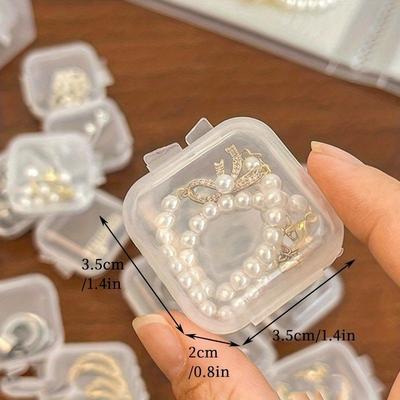 2/4/6PCS Simple Plastic Transparent Mini Dustproof Jewelry Accessories Storage Box Earring Necklace Bracelet Small Items