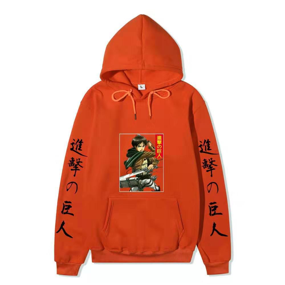 Attack on Titan Levi Ackerman Hoodie Unisex Fleece Sweatshirt Japanese Text Double Sleeve Print Autumn Winter Pullover