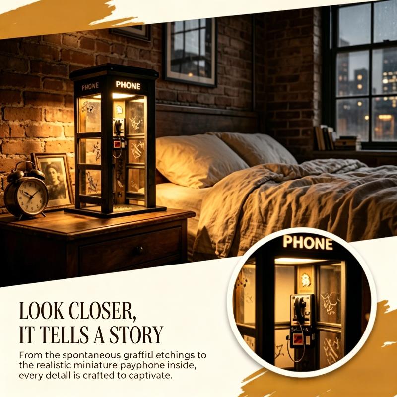Retro Vintage Große Telefonzelle Lampe – Mini-Telefonzelle Stimmungs-Schreibtischlicht Für Heimdekoration, Klassisches Design
