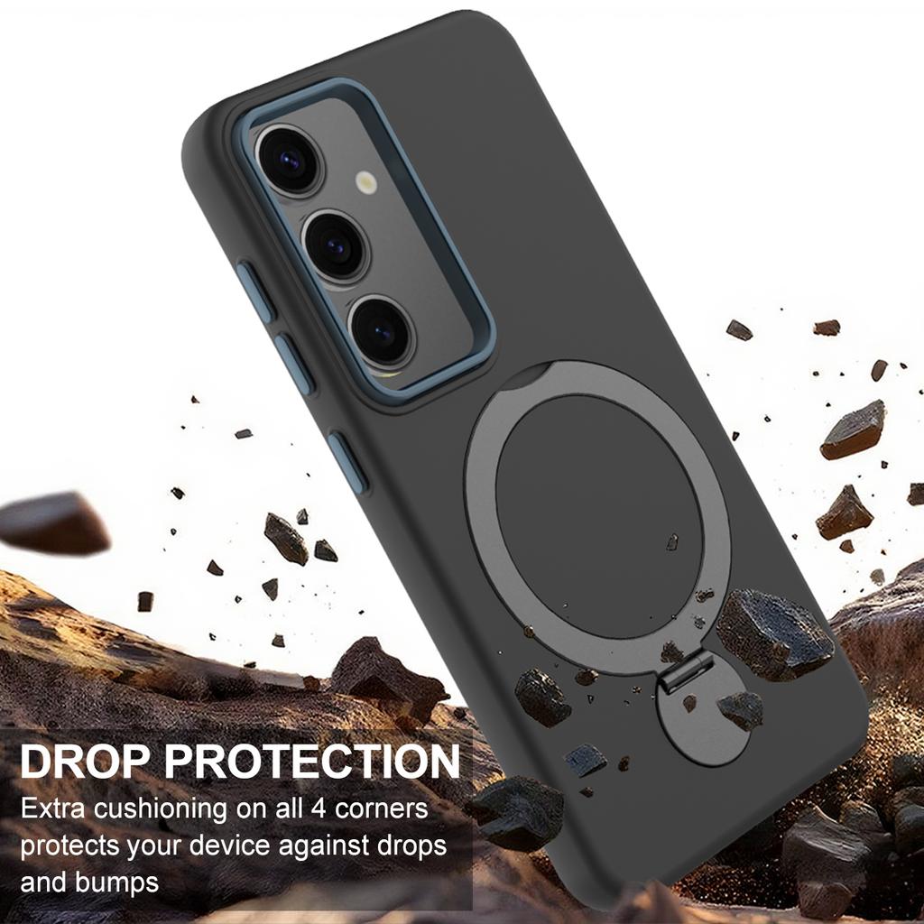 For Samsung Galaxy S25/S24 Magnetic Case Rotating Ring Kickstand TPU + PC Phone Back Cover