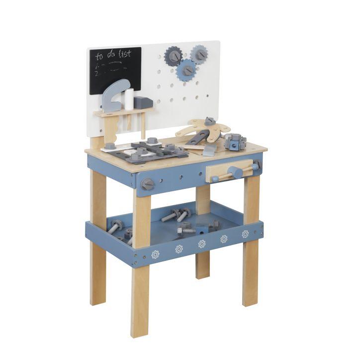 Atelier de bricolage - GINGER HOME - Établi bleu - 46x26x67 cm - 40 accessoires inclus