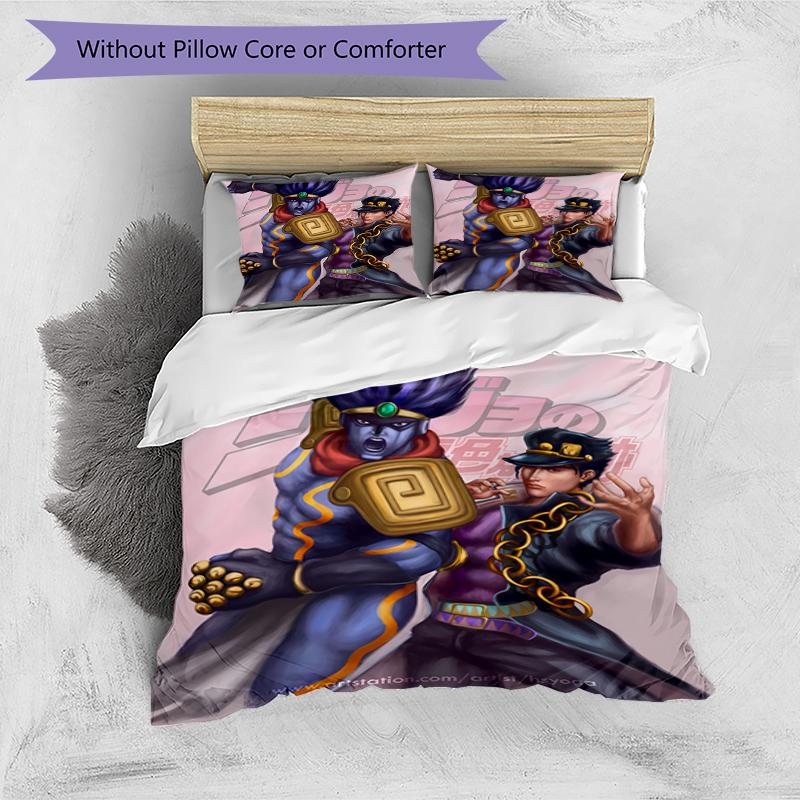 3pcs JoJo's Bizarre Adventure Pattern Bedding Set Duvet Cover Set Includes Duvet Cover &pillowcases, Perfect All Season Bedroom Decoration & Gift