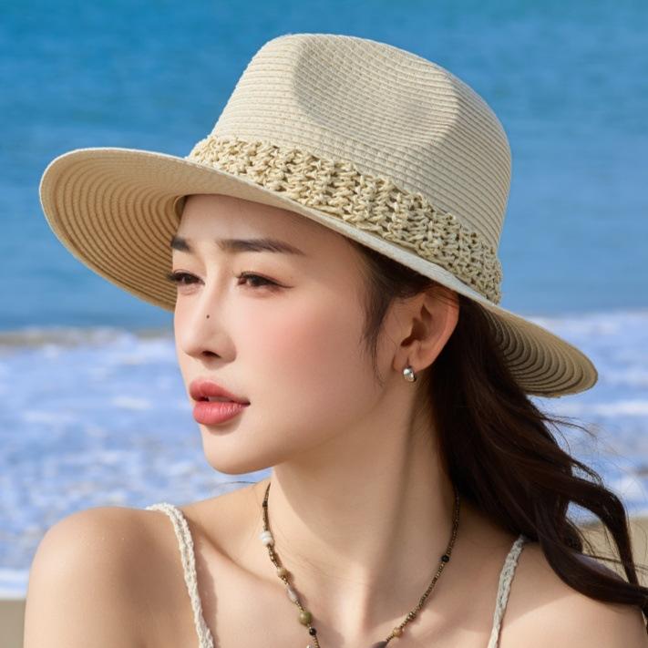 Lafite Seaside Beach Hat Sunshade Big Brim Straw Hat Women Breathable Travel Summer Sun Protection Hat Women