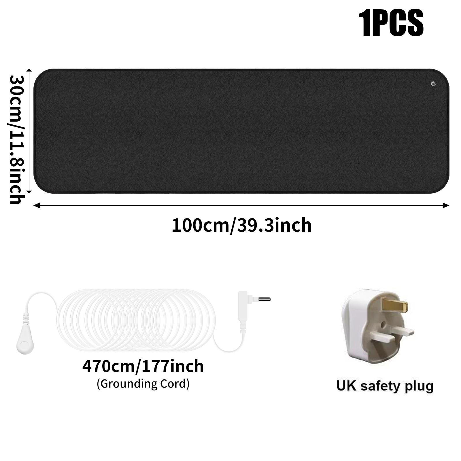 

39,3x11,8 дюймів Заземлюючий килимок для сну, килимок на ліжко, універсальний килимок для ніг, комфорт при стресі, оздоровлення, баланс UK Plug чорний