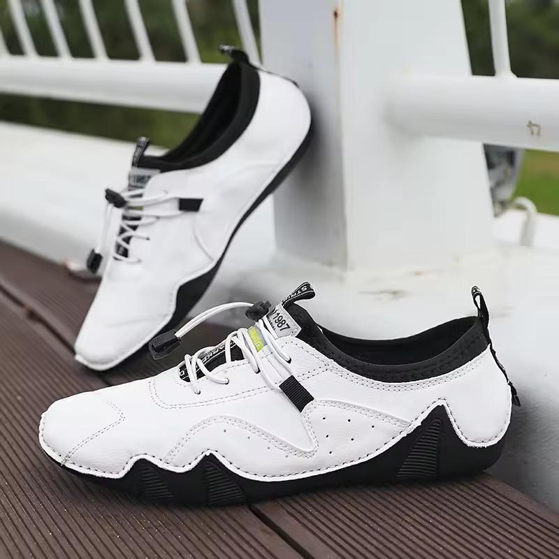 Men's High Quality Casual Shoes Breathable Perforated Fashionable Lace Up Shoes Lightweight Comfortable Versatile Walking Shoes