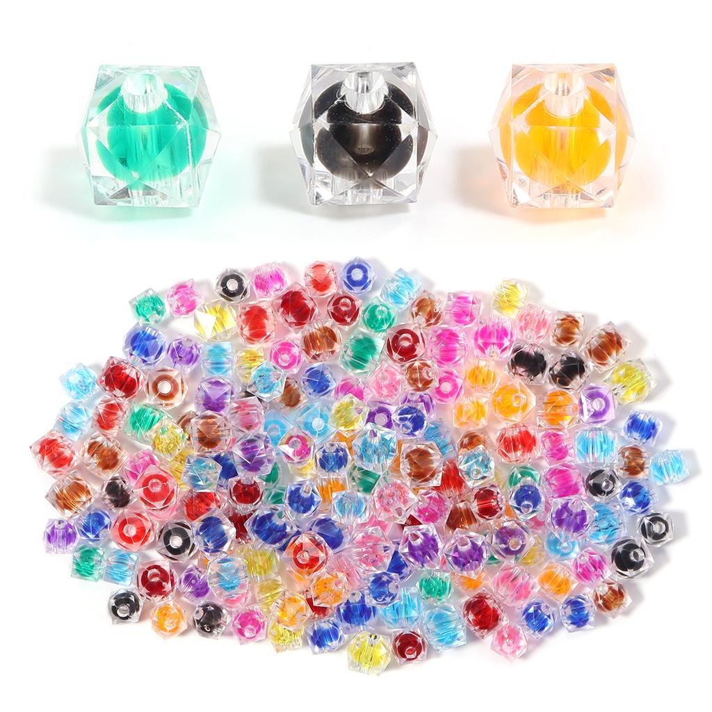 100-200pcs 8/10mm Acrylic Rhombus Beads Colorful Faceted Loose Beads For DIY Jewelry Making Bracelets Phone Chain Accessories