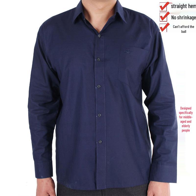 Men's Summer Loose Cotton Shirt for Middle-aged and Elderly