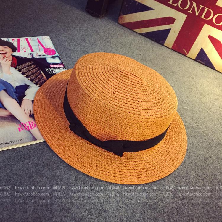 Summer Top Hat Children's Bowl Straw Hat, Pepper Bow Bowl Sunshade Sunscreen Beach Hat