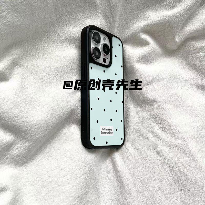 ins wind summer fresh polka dot black edge apple 17promax mobile phone case iPhone16 new protective case hard