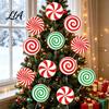 Outdoor Holiday Lawn Decorations 12Pcs Christmas Candy Yard Stakes, Hollow Board Garden Decor with Metal Spikes, Tree Ground Inserts Red White