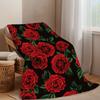 1pc Seamless Red Rose Pattern Throw Blanket - Black Background, Soft and Warm Decorative Blanket, the Perfect Gift Blanket for Flower Lovers