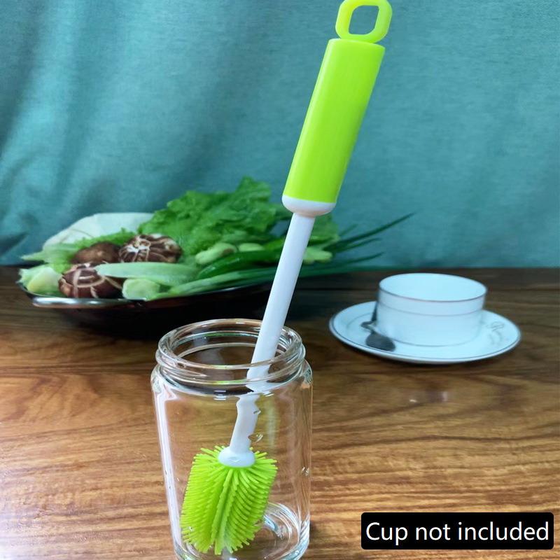 Silicone Cup Brush Long Handle 360 Rotating Cleaning Brush For Bottle Coffee Mug Narrow Jar Multi Purpose Home Kitchen Scrubber