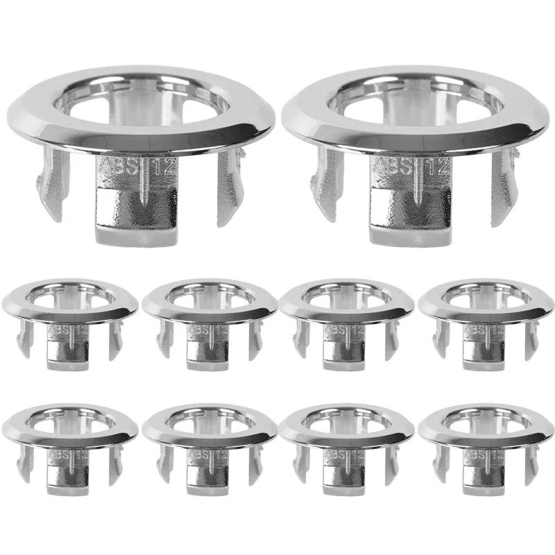 1/20pcs Plastic Bathroom Kitchen Basin Sink Overflow Cover Ring Insert Replacement Chrome Hole Round Drain Caps Basin Plug