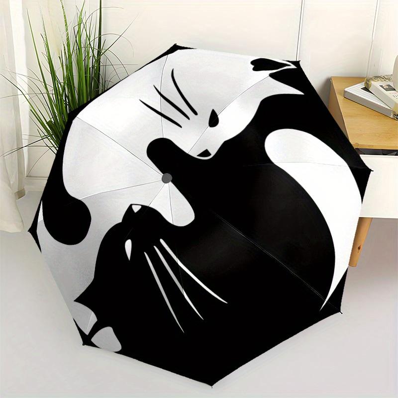 1pc Cat YinYang Automatic Open/Close Umbrella with One Touch Button,, Windproof Design   Lightweight Portable Umbrella for Women & Men6020