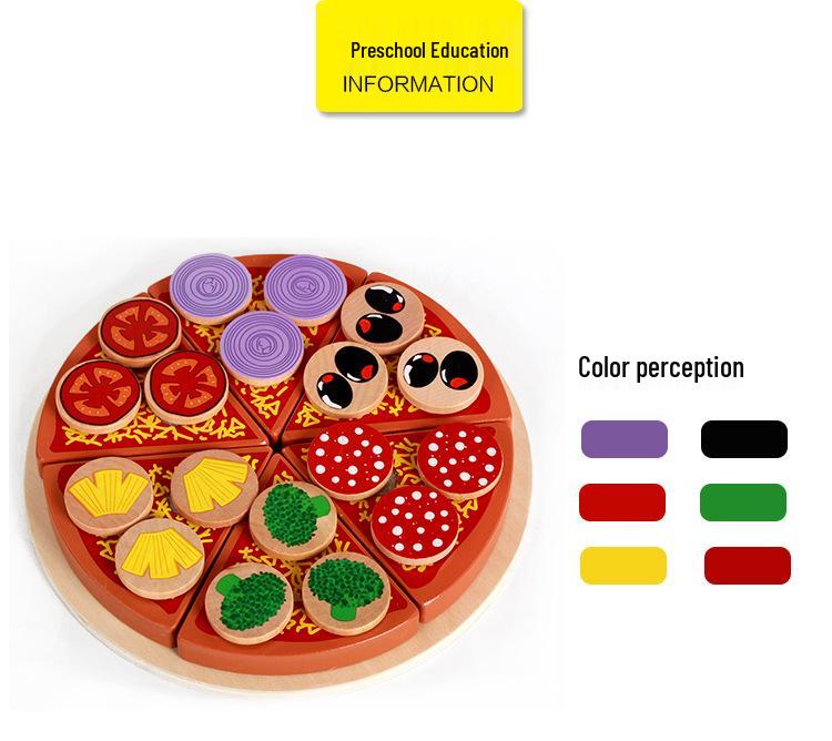 Wooden Play Kitchen Set: Simulated Vegetables, Shiitake Mushrooms, and Pizza Cutting Toy